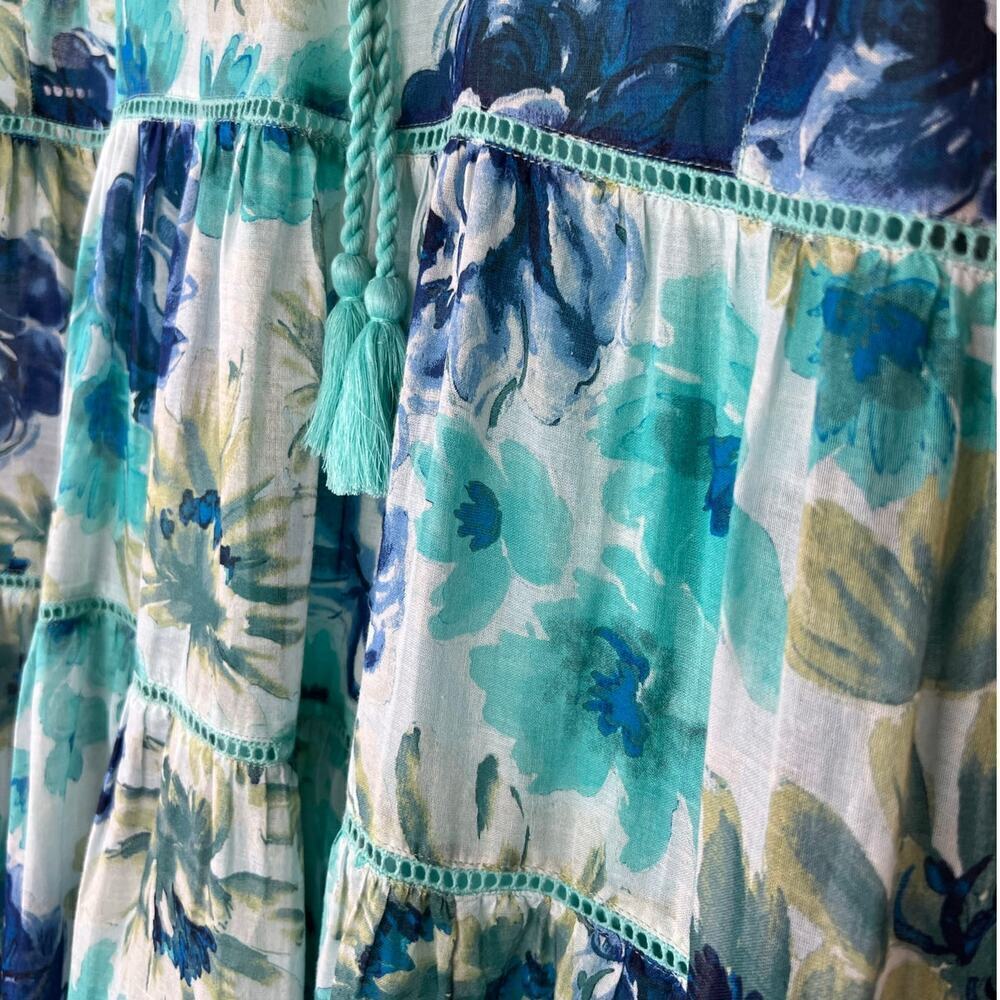 SUNDANCE Floral Ruffle Lace Fields Of Beauty Turquoise Dress Size XXL - Picture 6 of 16